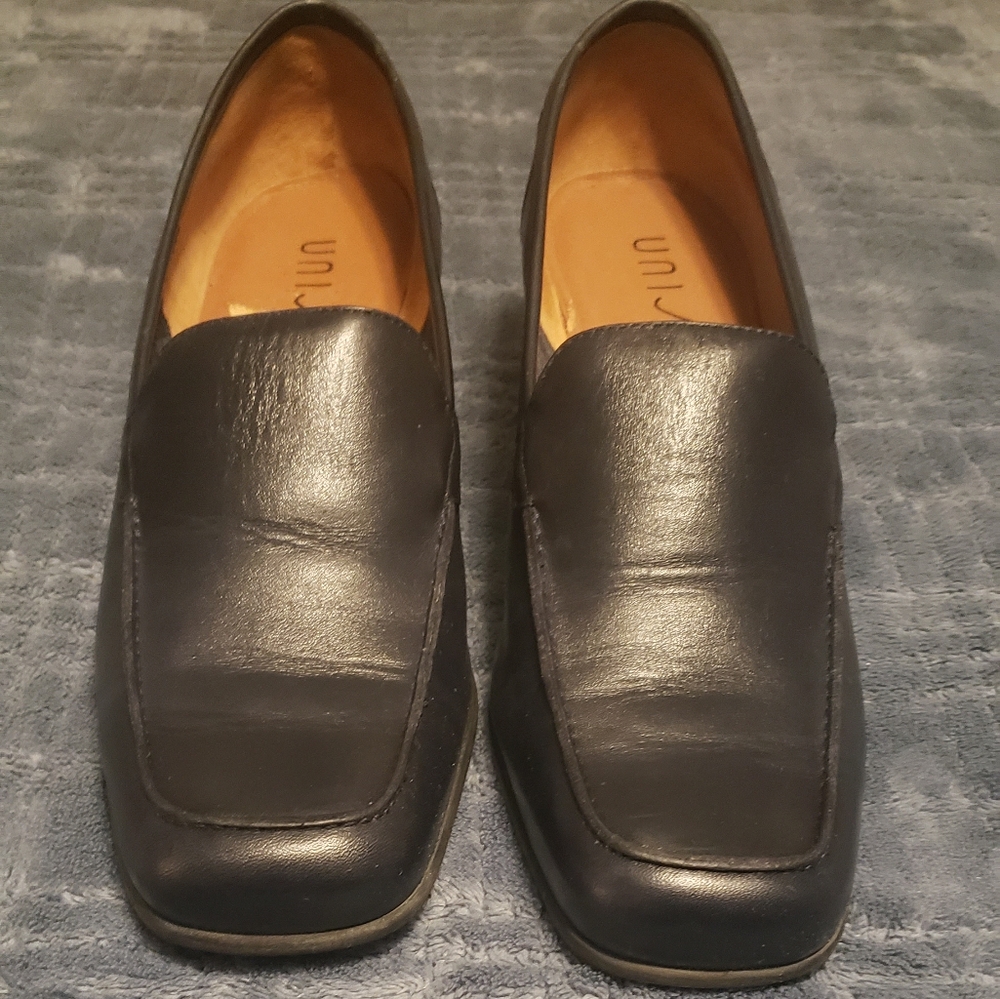 Unisa women navy Blue Slip-On Loafers with Smooth Upper and Square-Toed Design